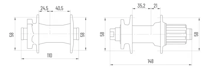 Butuc Fata MICHE 550 XM-H Boost Thrue Axle 32 H TX-15 110mm – miniatură 2