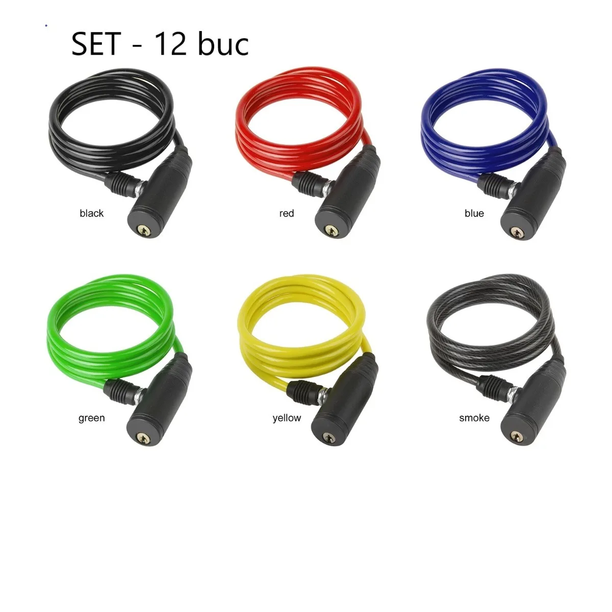 Set Antifurt cu Cheie Diferite Culori (12 bucati) 1000 x 6 mm – miniatură 1