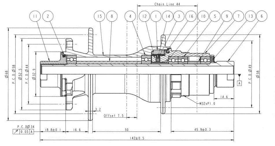 Butuc Spate D792SB-X12-A6A-XDR, Negru , 28H – miniatură 2