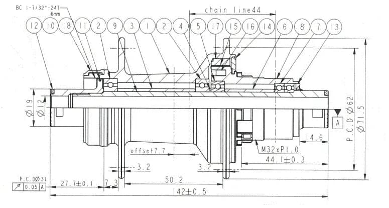 Butuc Spate D902SB-CL-X12-A4A-S11 12 x 142 mm 32H – miniatură 2