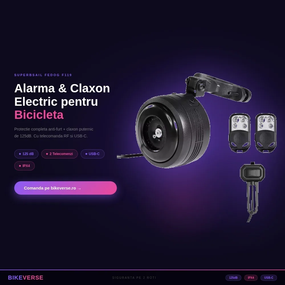 Claxon Bicicletă Puternic cu Horn Auto - Reîncărcabil USB, Ideal Trasee Munte / Anti Urs (11/11)