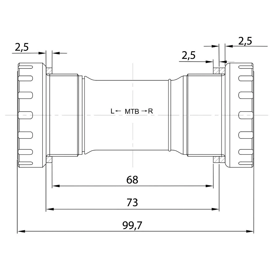 Monobloc Pedalier MTB 68-73 mm (2/2)