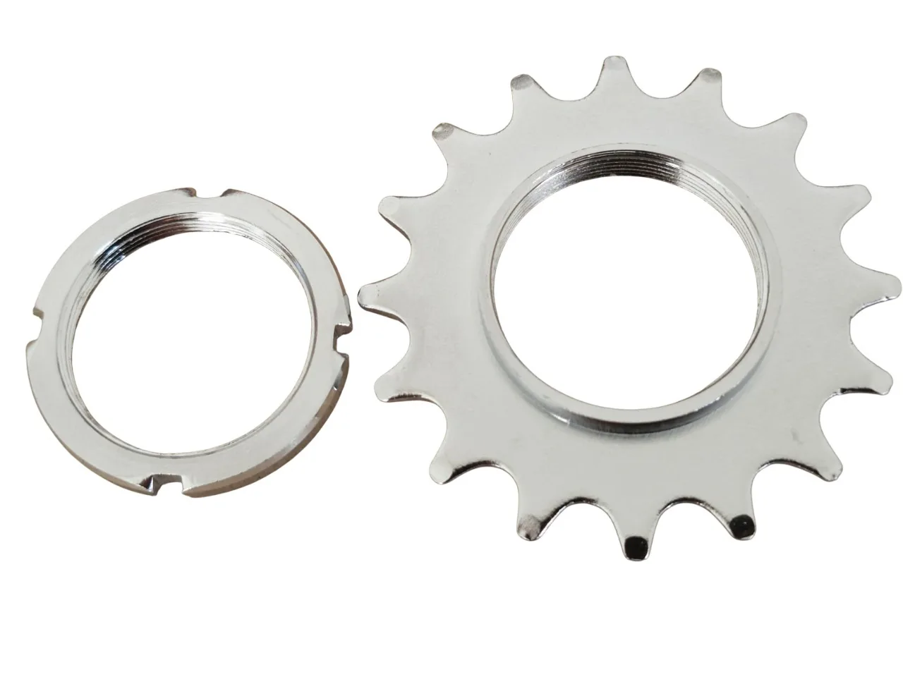 Pinion Fixie 16T + Lock Ring 1/2 x 1/8 Silver