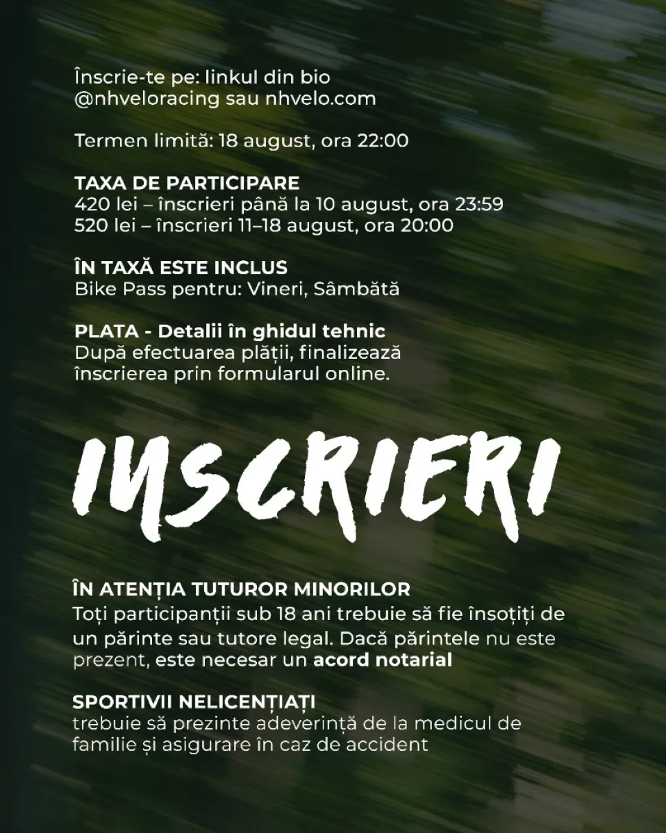Informații înscrieri și taxe NH DH Azuga